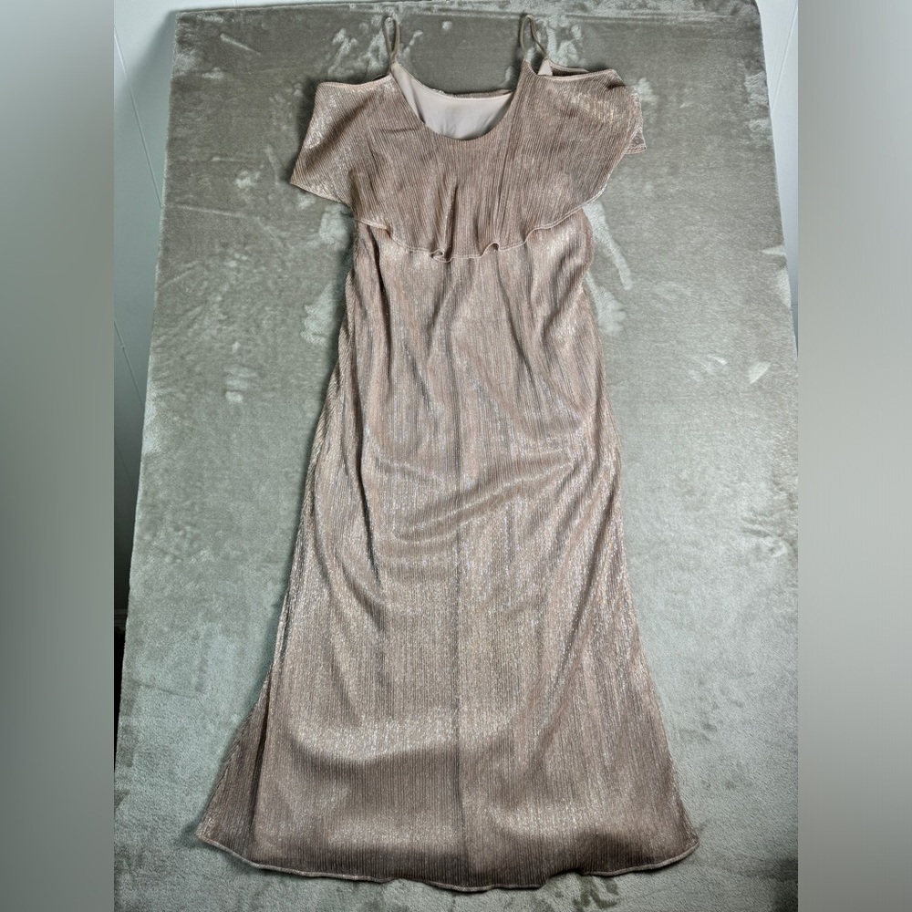Show Me Your MuMu Caitlin Ruffle Maxi Dress Womens Small Pink Sparkle Chiffon - Picture 4 of 15
